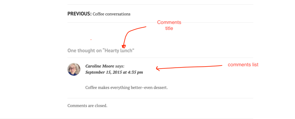 Modifying comments title and comments list